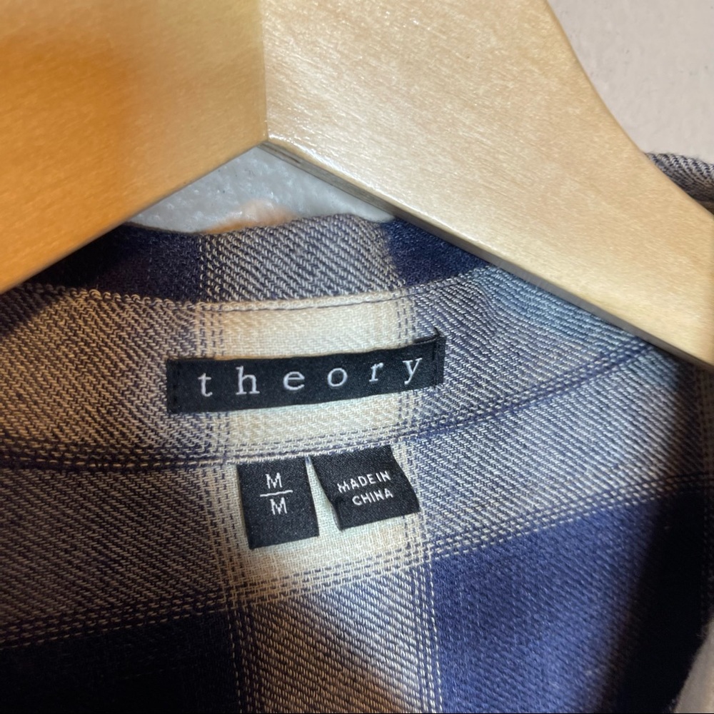 Theory Simara Wool Blend Button Up Plaid Top Size… - image 7